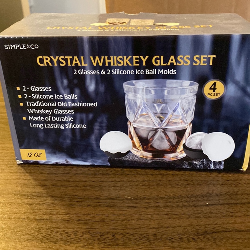 Brand new in box Crystal whiskey glass set.